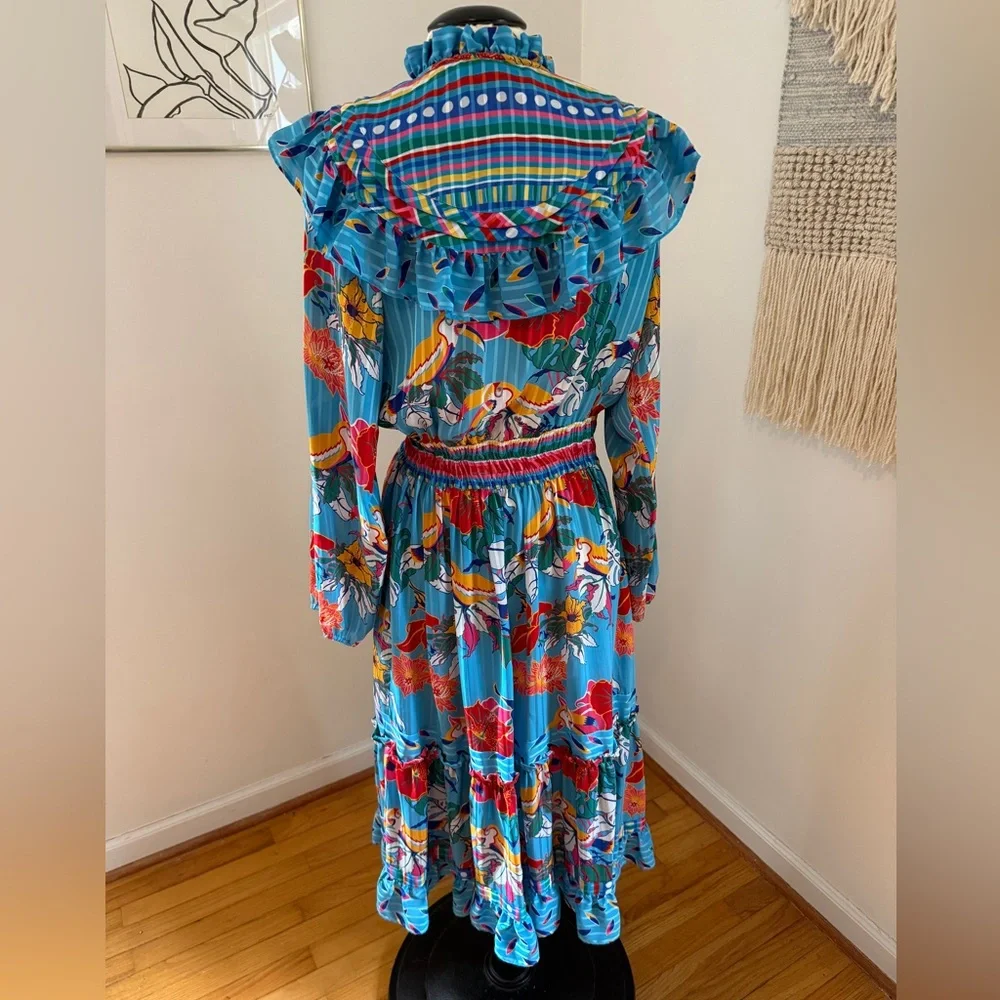 Floral Blue Diane Freis Dress - Picture 5 of 7